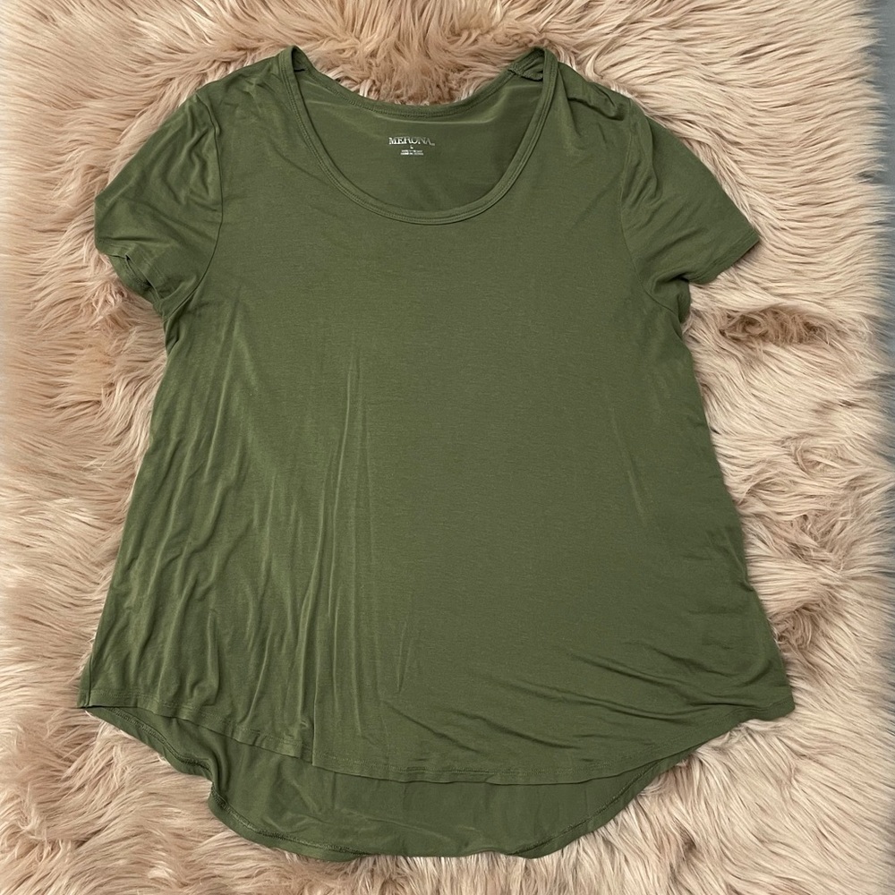 Luxuriously Soft Army Green Flowy Tee